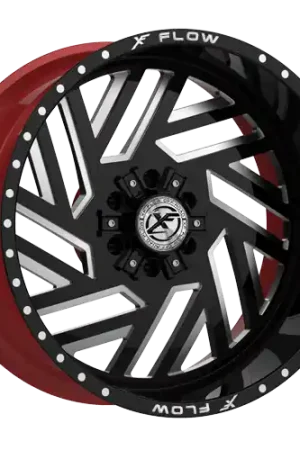 XFX Flow XFX-304 5x127/5x139.7 24x12 -44 Gloss Black & Milled With Red Inner Fast Shipping