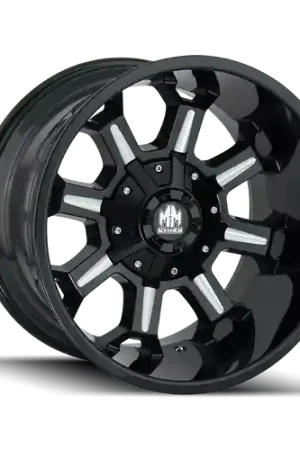 In Demand Mayhem Combat 8105 8x165.1/8x170 20x9+18 Gloss Black/Milled Spokes