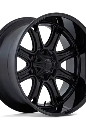 Clearance Fuel 1PC DARKSTAR 8X165.1 20X10 -18 MATTE BLACK WITH GLOSS BLACK LIP