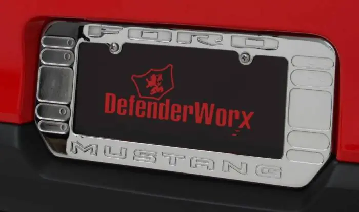 Ford Mustang Defenderworx Logo License Plate Frame - Chrome - 900726 Discount