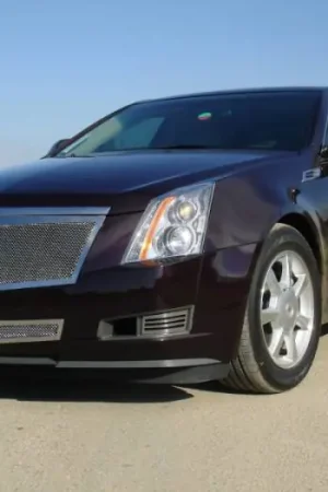 Cadillac CTS T-Rex Upper Class Polished Stainless Mesh Grille - Full Opening Design - Formed Mesh with Recessed Logo Area - 54197 Luxury