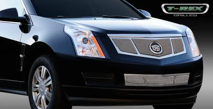 Cadillac SRX T-Rex Upper Class Mesh Grille - Replacement - 3 Window Design with OE Logo Plate - Polished - 54187 Deal