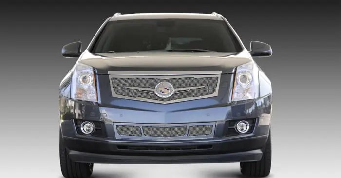 Worldwide Shipping Cadillac SRX T-Rex Upper Class Mesh Grille - Replacement - Full Opening with Winged OE Logo Plate - Chrome - 56186