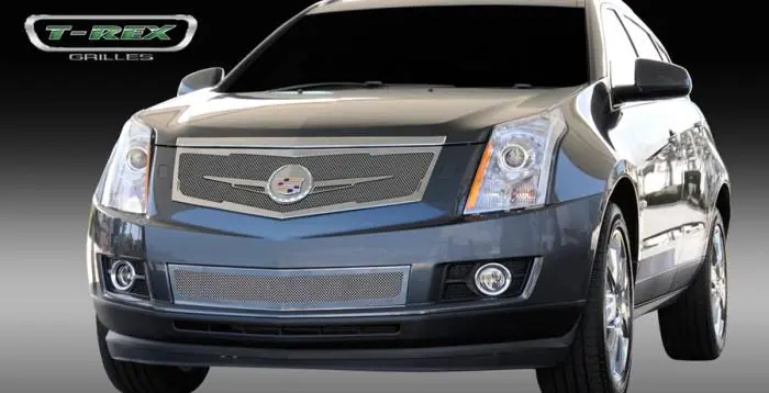 Popular Cadillac SRX T-Rex Upper Class Mesh Grille - Replacement - Full Opening with Winged OE Logo Plate - Polished - 54186
