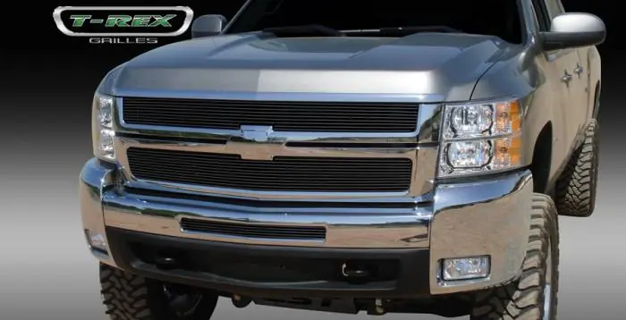 Limited Offer Chevrolet Silverado T-Rex Billet Grille Overlay - Bolt On - All Black - 2PC - 21112B