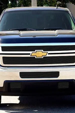 Brand New Chevrolet Silverado T-Rex Billet Grille Overlay - Bolt or Insert On - All Black - 2PC - 21114B