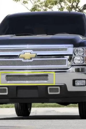 While Supplies Last Chevrolet Silverado T-Rex Upper Class Polished Stainless Mesh Bumper Grille - Top Steel Bumper Opening - 55114