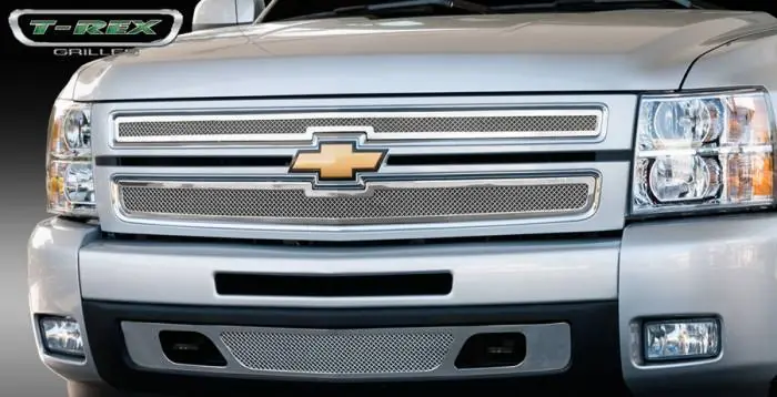 Free Delivery Chevrolet Silverado T-Rex Upper Class Polished Stainless Mesh Grille - 2PC Style - 54110