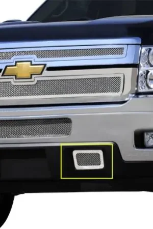 Chevrolet Silverado T-Rex Upper Class Polished Stainless Mesh Tow Hook Bumper Grille - 2PC - 55115 Limited Time