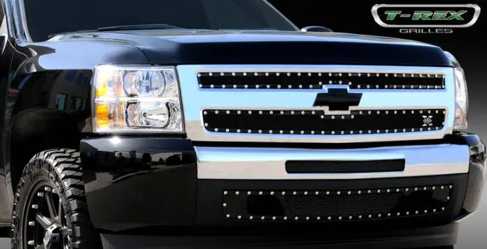 Deal Chevrolet Silverado T-Rex X-Metal Series Studded Main Grille - All Black - 2PC Style - 6711101