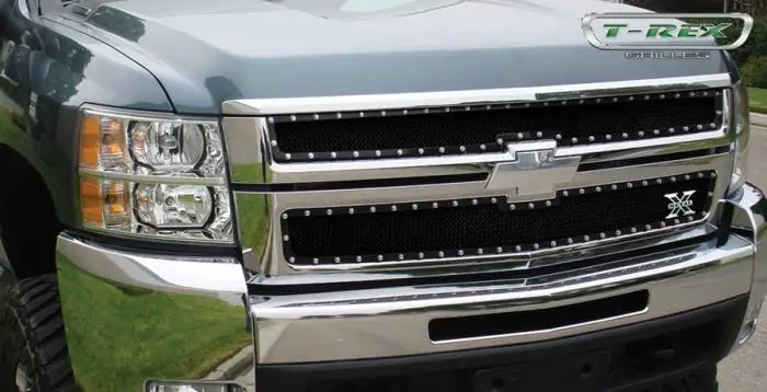 Chevrolet Silverado T-Rex X-Metal Series Studded Main Grille - All Black - 2PC Style - 6711121 Same Day Shipping