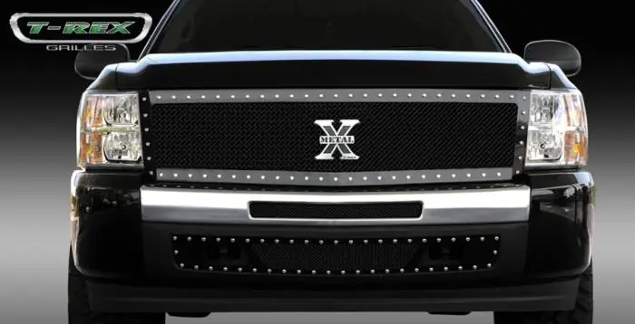 Same Day Shipping Chevrolet Silverado T-Rex X-Metal Series Studded Main Grille - All Black - Custom 1PC - 6711111