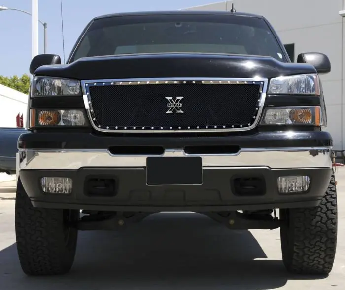 Weekend Sale Chevrolet Silverado T-Rex X-Metal Series Studded Main Grille - All Black - Custom 1PC Grille - 6711071
