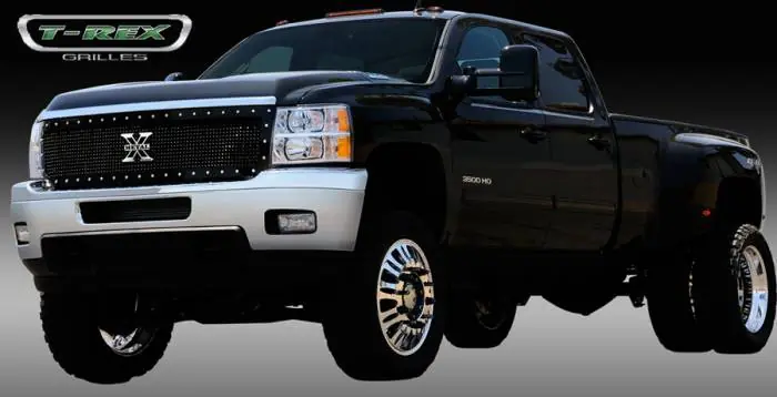 Budget Chevrolet Silverado T-Rex X-Metal Series Studded Main Grille - All Black - Custom 1PC Style - 6711151