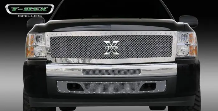Chevrolet Silverado T-Rex X-Metal Series Studded Main Grille - Polished Stainless Steel - Custom - 1PC - 6711110 Fast Shipping