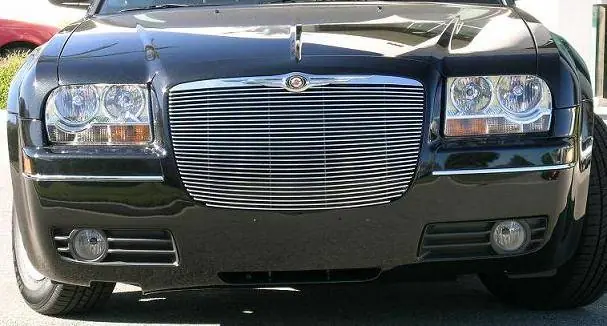 Hot Picks Chrysler 300 T-Rex Billet Grille Insert with Polished Billet Molding - 28 Bars - 20472