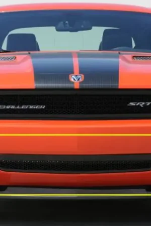 Free Shipping Dodge Challenger T-Rex Upper Mesh Bumper Grille with Frame - All Black with Formed Mesh - 52415