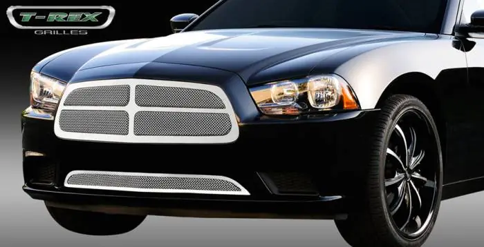 Luxury Dodge Charger T-Rex Upper Class Polished Stainless Mesh Grille with Formed Mesh - 4PC Style - 54442