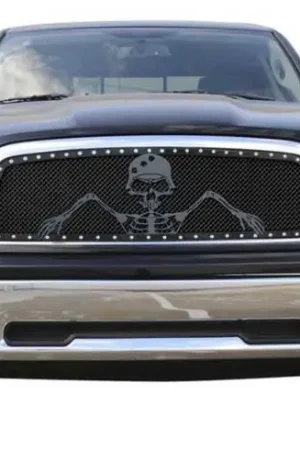 Buy Today Dodge Ram T-Rex Urban Assault Grunt Studded Main Grille with Soldier - Black OPS Flat Black - Custom 1PC Opening - 7114516
