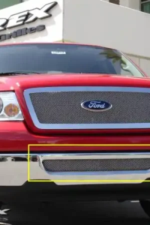 Ford F150 T-Rex Upper Class Polished Stainless Bumper Mesh Grille with Formed Mesh Center - 55555 Modern