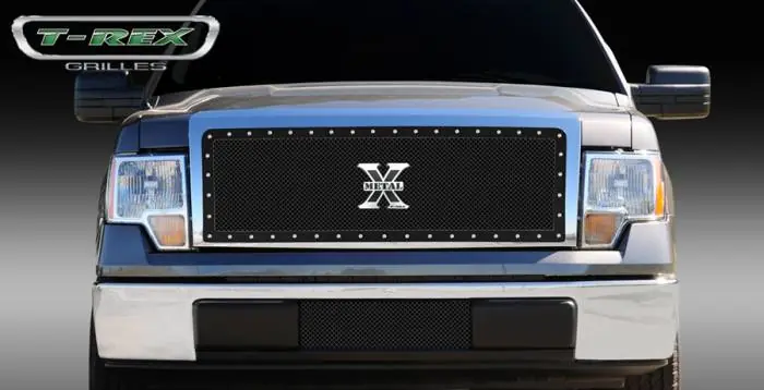 Ford F150 T-Rex X-Metal Series Studded Main Grille - Custom 1PC Opening - All Black - 6715681 Crafted