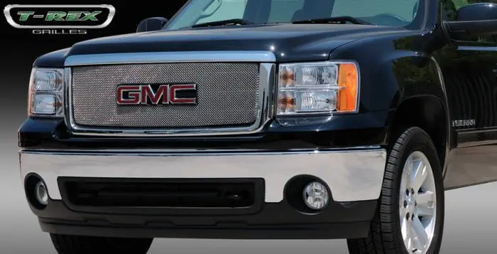 GMC Sierra T-Rex Sport Series Formed Mesh Grille - Stainless Steel - Triple Chrome Plated with Logo Opening - 44204 Hassle-Free Returns