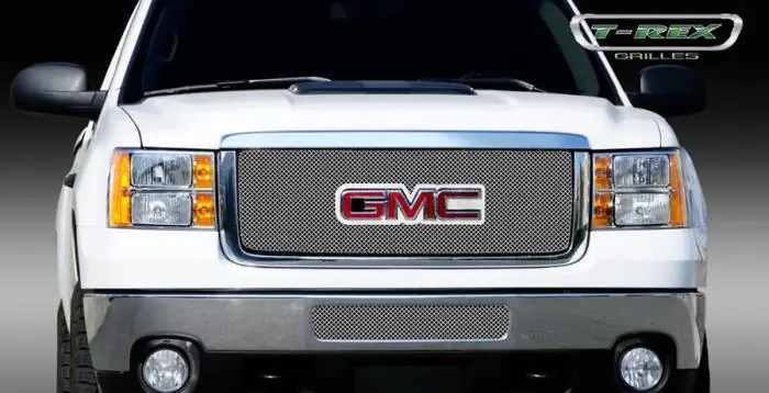 Express Delivery GMC Sierra T-Rex Sport Series Formed Mesh Grille - Stainless Steel - Triple Chrome Plated with Logo Opening - 44210