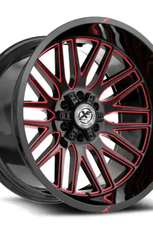 XF Off-Road XF-240 5x127/5x139.7 17x9 +12 Gloss Black & Red Milled Certified