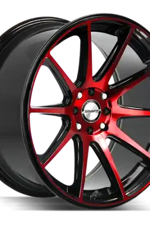 Exclusive Offer Shift Gear 5x100/5x114.3 18x9 +30 Gloss Black Candy Red Machine