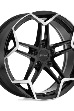 Buy Online Petrol P1A 5X100 17X8 +35 GLOSS BLACK W/ MACHINED CUT FACE