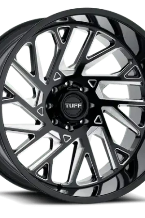 Get Yours Tuff T4B 8X170 22X12 -45 GLOSS BLACK W/ MILLED SPOKES