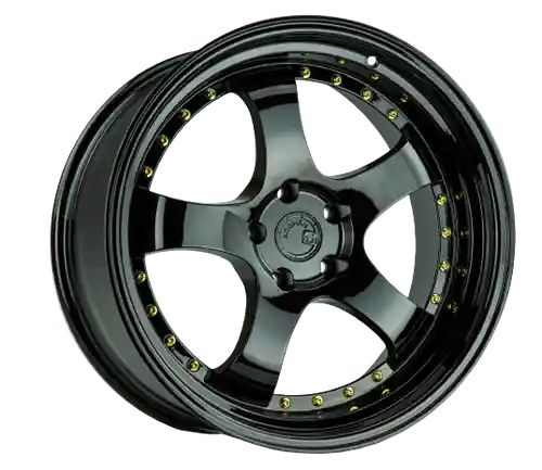 Aodhan AH03 4x100 / 4x114.3 16x8+15 Gloss Black W /Gold Rivets Latest
