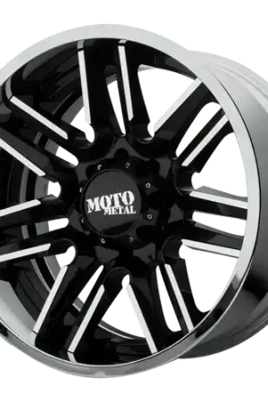 Big Sale Moto Metal MO202 6X139.7 22X12 -44 GLOSS BLACK MACHINED CENTER CHROME LIP