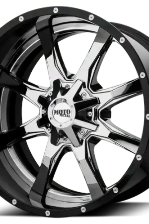 Shop Now Moto Metal MO201 8X165.1 20X10 -18 CHROME CENTER GLOSS BLACK MILLED LIP
