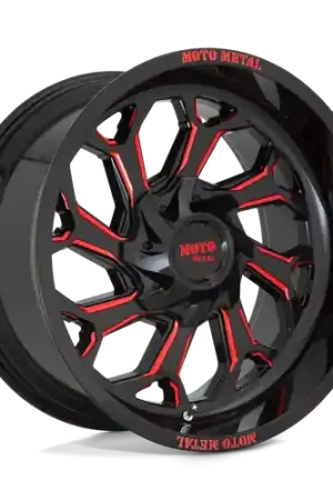 Next Day Delivery Moto Metal MO999 8X180 20X10 -18 GLOSS BLACK MILLED WITH RED TINT