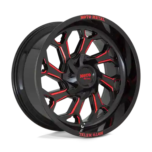 Next Day Delivery Moto Metal MO999 8X180 20X10 -18 GLOSS BLACK MILLED WITH RED TINT