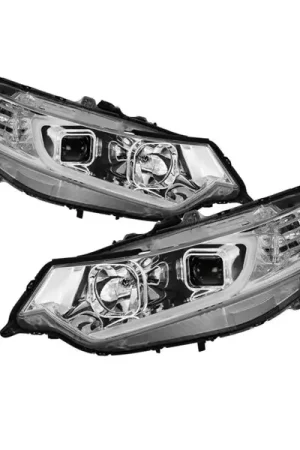 Free Returns xTune 09-14 Acura TSX Projector Headlights - Light Bar DRL - Chrome (PRO-JH-ATSX09-LB-C)