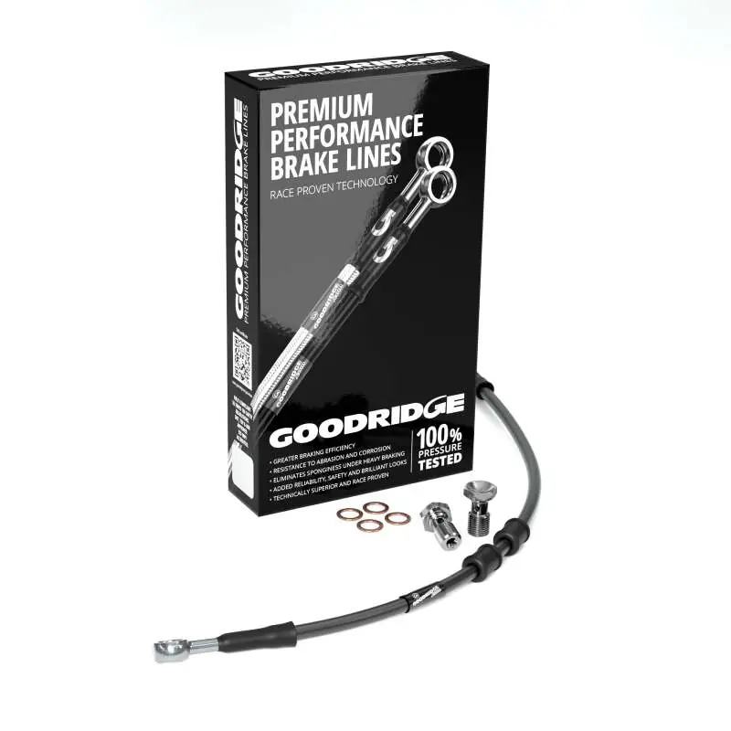 Time-Limited Goodridge 04-07 HD FLHRS Road King +8in Black Brake Line Kit w/Stainless Steel Fittings