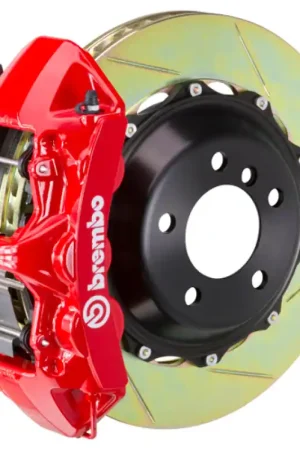 Brembo 14-15 IS250/IS250 F-Sport Exc AWD Fr GT BBK 6Pis Cast 380x32 2pc Rotor Slotted Type1-Red Money Back Guarantee