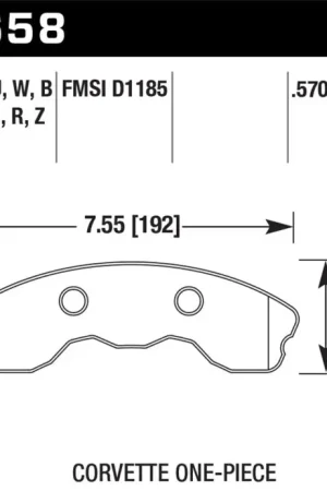 Hawk 2010-2013 Chevy Corvette Grand Sport (One-Piece Pads) ER-1 Motorsports Front Brake Pads Professional Grade