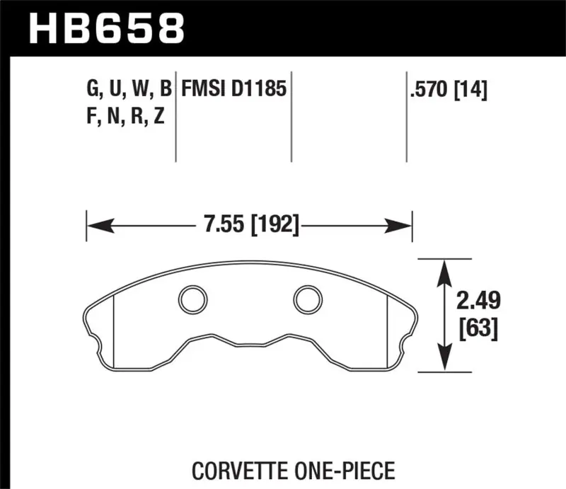 Hawk 2010-2013 Chevy Corvette Grand Sport (One-Piece Pads) ER-1 Motorsports Front Brake Pads Professional Grade