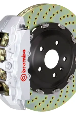 Brembo 10-14 F150 SVT Raptor Front GT BBK 6 Piston Cast 2pc 380x34 2pc Rotor Drilled-Silver Modern