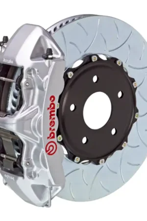 Brembo 04-17 WRX STi/18-21 WRX STI Front GT BBK 6 Piston Cast 350x34 2pc Rotor Slotted Type3-Silver Warranty Included
