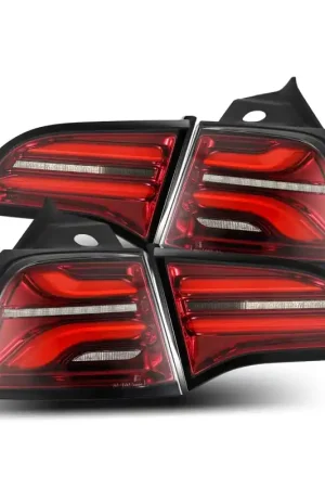 AlphaRex 20-22 Tesla Model Y PRO-Series LED Tail Lights Red Smoke w/Seq Sig Money Back Guarantee