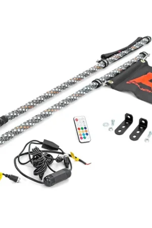 Premium Polaris LED Whip Light Bed Mount Kit w/LED Whip Lights 12-20 Polaris RZR 170 EFI Rough Country