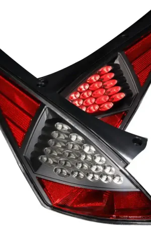 ANZO 2003-2005 Nissan 350Z LED Taillights Black Handmade