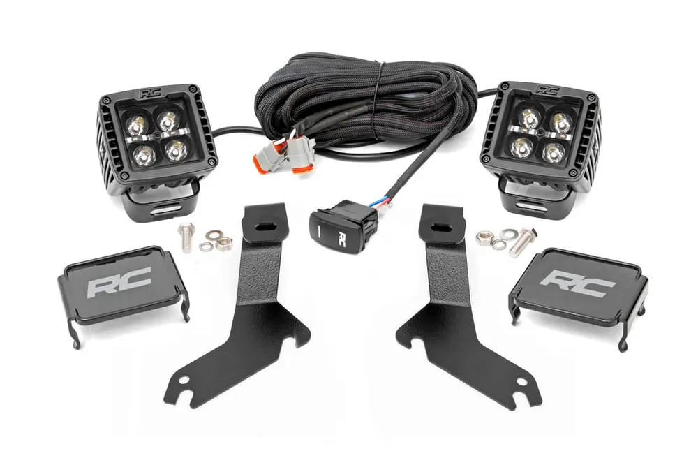 LED Light Kit | Ditch Mount | 2" Black Pair | White DRL | Chevy Silverado 1500 (99-06) Warranty Included
