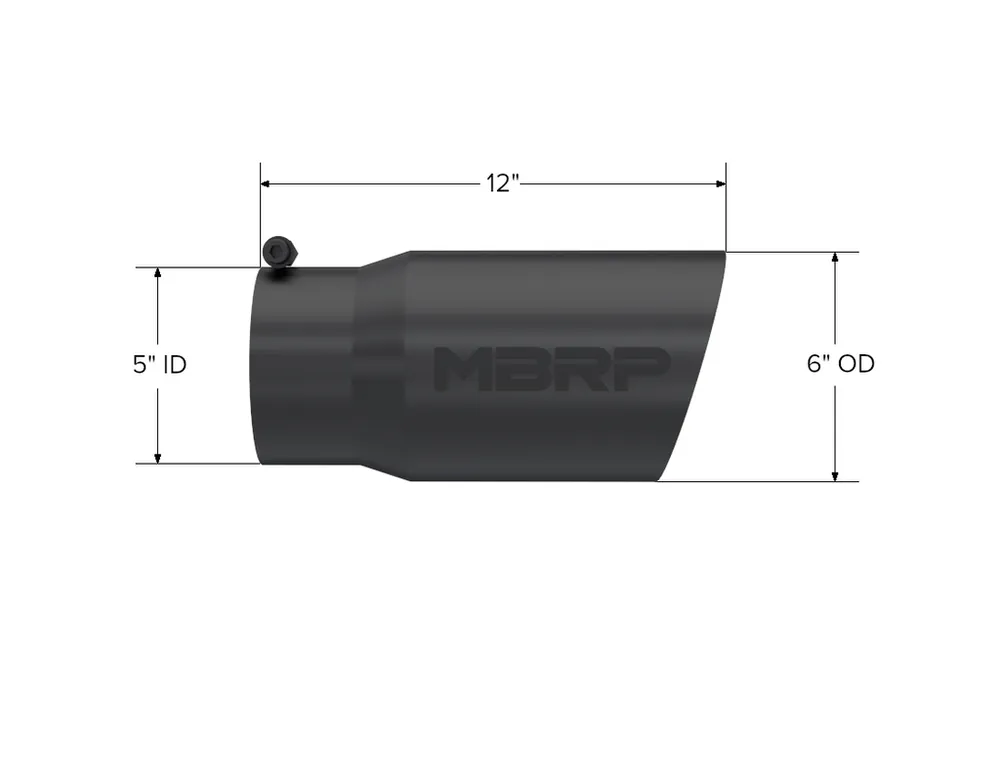 Exhaust Tip 6 Inch O.D. Dual Wall Angled 5 Inch Inlet 12 Inch Length-Black Finish MBRP Clearance