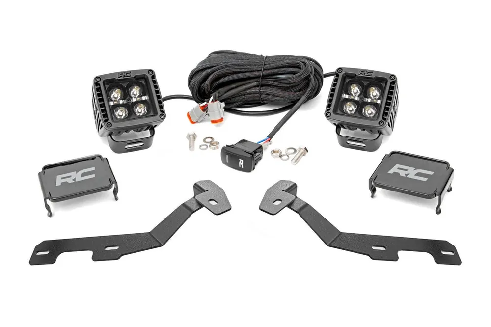 LED Light Kit | Ditch Mount | 2" Black Pair | Amber DRL | Ram 1500 (19-26) Modern