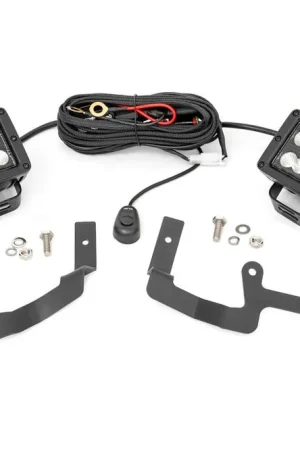 Chevy 2-inch LED Lower Windshield Ditch Kit Black Series Flood Beam For 19-20 Silverado Rough Country Last Chance